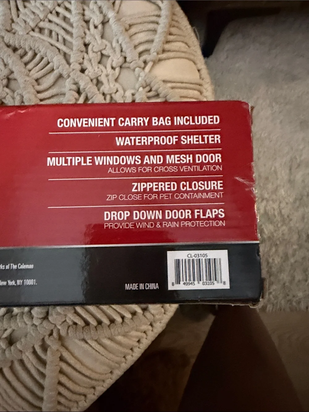 Coleman Red and Gray Doggie Tent - Portable Waterproof Pet Shelter